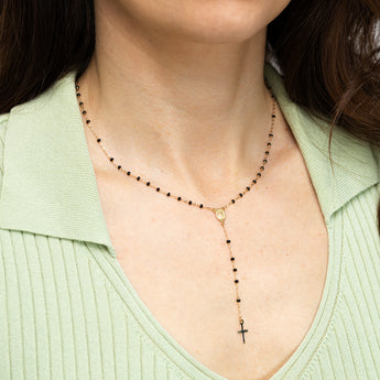 Enamel Rosary 45cm Necklace in 9ct Yellow Gold