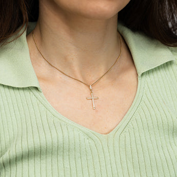 Cubic Zirconia Cross Pendant in 9ct Yellow Gold