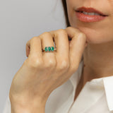 Natural Emerald Trilogy Ring in Sterling Silver