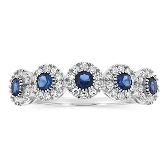 Luminesce Lab Grown 1/4 Carat Diamonds 3 Created Sapphire Sterling Silver