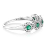 Luminesce Lab Grown 1/4 Carat Diamonds 3 Created Emerald Sterling Silver