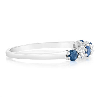 Luminesce Lab Grown 1/4 Carat Diamonds 4 Created Sapphire Sterling in Silver