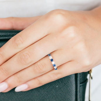 Luminesce Lab Grown 1/4 Carat Diamonds 4 Created Sapphire Sterling in Silver
