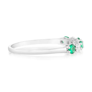 Luminesce Lab Grown 1/4 Carat Diamonds 4 Created Emerald Sterling Silver