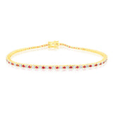 Luminesce Lab Grown 9ct Yellow Gold 0.65 Carat Diamonds + Created Ruby Bracelet