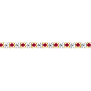 Luminesce Lab Grown 9ct Yellow Gold 0.65 Carat Diamonds + Created Ruby Bracelet