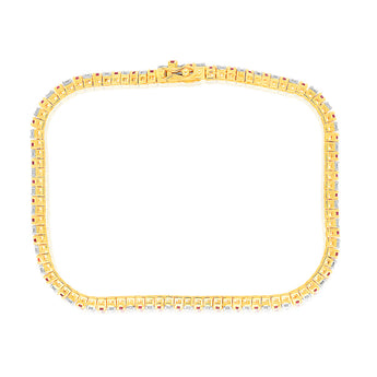 Luminesce Lab Grown 9ct Yellow Gold 0.65 Carat Diamonds + Created Ruby Bracelet