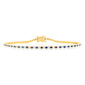 Luminesce Lab Grown 9ct Yellow Gold 0.65 Carat Diamonds + Created Blue Sapphire Bracelet