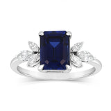 Luminesce Lab Grown 1.75 Carat Created Sapphire 1/4 Carat Diamond Ring in 9ct White Gold