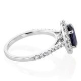Luminesce Lab Grown 2.25 Carats Created Sapphire with 1/2 Carat Diamond Ring in Sterling Silver
