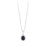 Luminesce Lab Grown 1 Carat Created Sapphire with 1/6 Carat Diamond Pendant in Sterling Silver