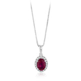 Luminesce Lab Grown 1 Carat Created Ruby with 1/6 Carat Diamond Pendant in Sterling Silver