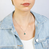 Luminesce Lab Grown 1 Carat Created Emerald with 1/6 Carat Diamond Pendant in Sterling Silver