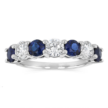 Luminesce Lab Grown 1.60 Carats Created Sapphire with 1 Carat Diamond Ring in Sterling Silver