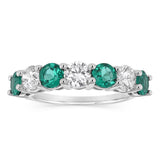Luminesce Lab Grown 1.40 Carats Created Emerald with 1 Carat Diamond Ring in Sterling Silver