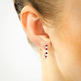 Luminesce Lab Grown 0.40 Carat Created Ruby with 1/4 Carat Diamond Hoop Earrings in Sterling Silver