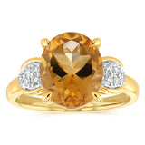 Natural Citrine and Luminesce Lab Grown Diamond Ring in 9ct Yellow Gold