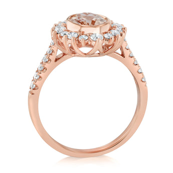 Luminesce Lab Grown 1/2 Carat Diamond and Morganite Dress Ring in 9ct Rose Gold
