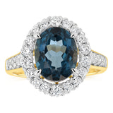 Luminesce Lab Grown 0.65 Carat Diamond and Blue Topaz Dress Ring in 9ct Yellow Gold