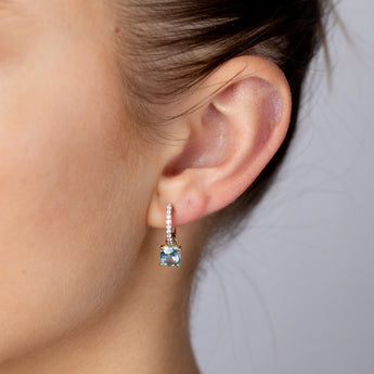 Luminesce Lab Grown 1/5 Carat Diamond and 2.40 Carat Sky Blue Topaz Earring in 9ct Yellow Gold