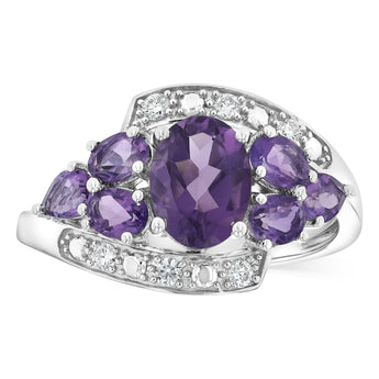 0.14 Carat Luminesce Lab Grown Diamond and Natural Amethyst Ring in Sterling Silver