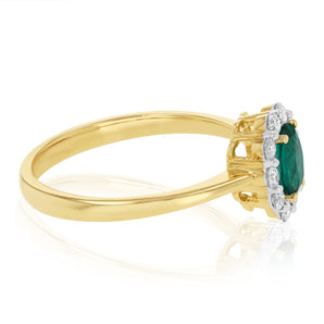 0.27 Carat Luminesce Lab Grown Diamond and Created Emerald Ring in 9ct Yellow Gold