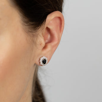 Luminesce Lab Grown 1/3 Carat Diamond and Natural Black Sapphire Stud Earrings in 9ct Yellow Gold