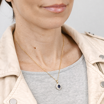 Luminesce Lab Grown 1/3 Carat and Natural Black Sapphire Pendant in 9ct Yellow Gold