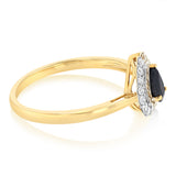 Luminesce Lab Grown 1/6 Carat Diamond and Natural Black Sapphire Ring in 9ct Yellow Gold