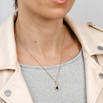 Luminesce Lab Grown 1/5 Carat Diamond and Natural Black Sapphire Pendant in 9ct Yellow Gold