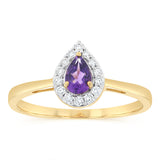 Luminesce Lab Grown 1/6 Carat Diamond and Amethyst Ring in 9ct Yellow Gold