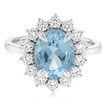 Luminesce Lab Grown 0.70 Carat Diamond and 3.45 Carat Sky Blue Topaz Ring in Sterling Silver