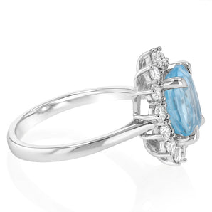 Luminesce Lab Grown 0.70 Carat Diamond and 3.45 Carat Sky Blue Topaz Ring in Sterling Silver