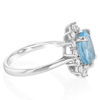 Luminesce Lab Grown 0.70 Carat Diamond and 3.45 Carat Sky Blue Topaz Ring in Sterling Silver