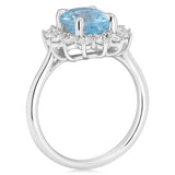 Luminesce Lab Grown 0.70 Carat Diamond and 3.45 Carat Sky Blue Topaz Ring in Sterling Silver