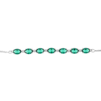 Luminesce Lab Grown 1/10 Carat Diamond and 4.15 Carat Created Emerald Bolo Bracelet in Sterling Silver