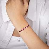 Luminesce Lab Grown 1/10 Carat Diamond and 4.15 Carat Created Ruby Bolo Bracelet in Sterling Silver