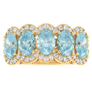 Luminesce Lab Grown 0.45 Carat Diamond and 4.50 Carat Sky Blue Topaz Ring in 9ct Yellow Gold