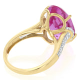 Luminesce Lab Grown 1/3 Carat Diamond and 7 Carat Created Pink Sapphire Ring in 9ct Yellow Gold