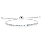 Luminesce Lab Grown 1/2 Carat Diamond and Natural Blue Topaz Bolo Bracelet in Sterling Silver