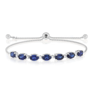 Luminesce Lab Grown Diamond & Created Sapphire 24cm Bolo Bracelet in Sterling Silver
