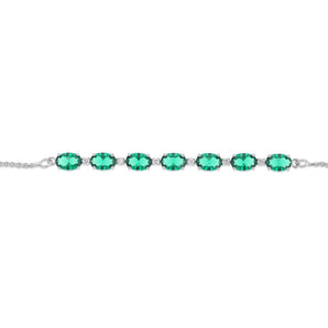 Luminesce Lab Grown 1/10 Carat Diamond and Created Emerald Bolo Bracelet in Sterling Silver