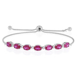 Luminesce Lab Grown 1/10 Carat Diamond and Created Ruby 24cm Bolo Bracelet in Sterling Silver
