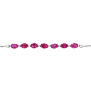 Luminesce Lab Grown 1/10 Carat Diamond and Created Ruby 24cm Bolo Bracelet in Sterling Silver
