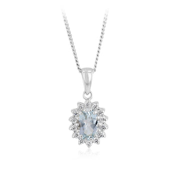 Luminesce Lab Grown 0.14 Carat Diamond and Aquamarine Pendant in Sterling Silver
