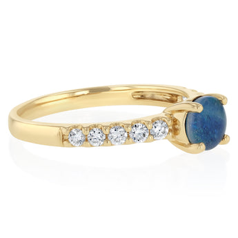 Luminesce Lab Grown 1/4 Carat Diamond and Triplet Opal Ring in 9ct Yellow Gold
