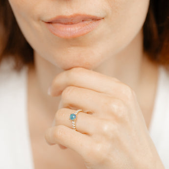 Luminesce Lab Grown 1/4 Carat Diamond and Triplet Opal Ring in 9ct Yellow Gold