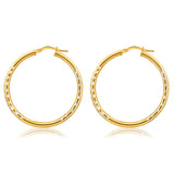 9ct Yellow Gold Silver Filled Dicut 30mm Hoop Earrings