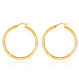9ct Yellow Gold Silver Filled Square Two Tone Hoop Earrings in 30mm