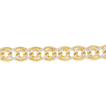 9ct Yellow Gold Silver Filled Two Tone Double 19cm Curb Bracelet